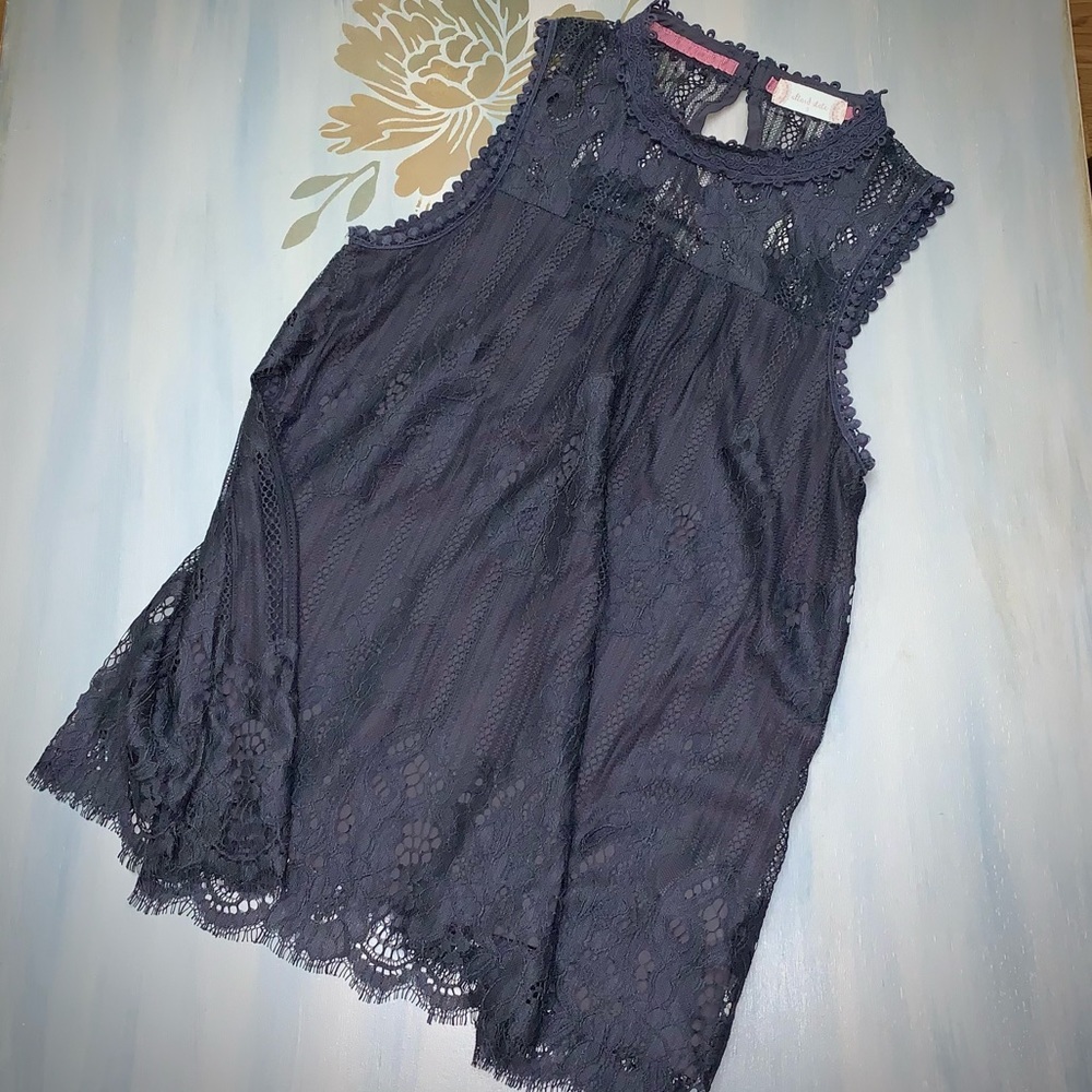 💕Altar’d State Navy lace tank top Size Small